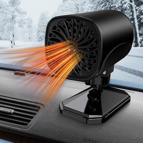 Portable Car Heater, 2025 New 2 in 1 Fast Heating Defrost Defogger, 360° Rotation Portable Car Heater and Defroster, Car Demister Heater Anti-Fog Car Fan Heater for Windscreen Winter (12V)