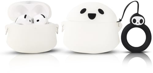 LEWOTE Kompatibel mit Apple Airpods 4 Case schützende lustige Nette 3D Cartoon Cover Abdeckung mit Schlüsselbund[Papa Series] (Ghost White)