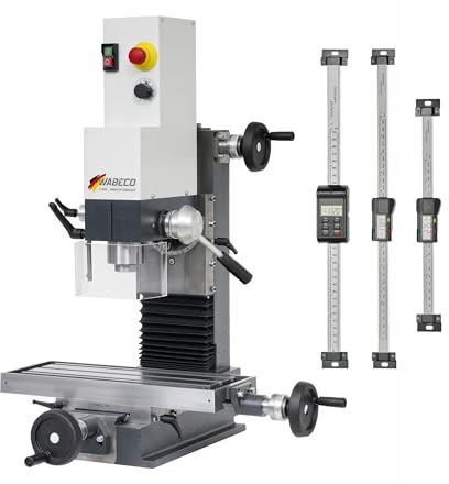 WABECO Fräsmaschine F1200 MK2 mit Digitalen Anbaumessschiebern 1,4 kW Arbeitstisch 450x180 mm Made in Germany