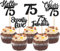 Xsstarmi 30 Pack Happy 75th Birthday Cupcake Toppers Black Glitter Hello 75 Fabulous Seventy Five Birthday Cupcake Picks Cheers to 75 Years Cake Decorations for Happy 75th Birthday Party Supplies