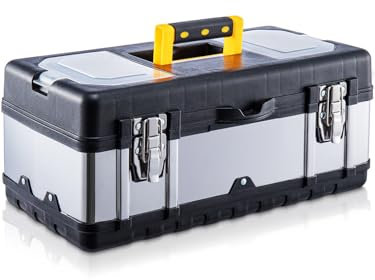 Generic 17 Inch Toolbox with Heavy Duty Metal Latch, Removable Internal Storage Unit, 3 Compartments, Waterproof, Perfect for Home Use