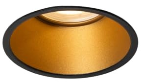 Qazqa Einbaustrahler, Einbauleuchte - Dept - Schwarz Gold, max. 10W, Geeignet für LED, 9cm, Rund, IP44, Ideal als Badezimmerlampe und