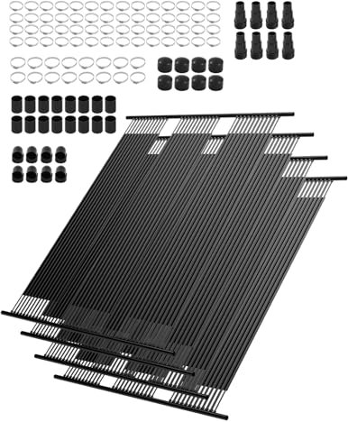 VEVOR Système Chauffage Solaire de Piscine, 1235x3100 mm, Chauffe-Piscine Solaire Universel PEHD, Lot de 4, Résistant aux Intempéries, avec Accessoires, pour Chauffer Eau Piscine Hors Sol et Creusée