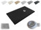 Plato de Ducha Resina Aligerado Extraplano Aligeres® -Todas las medidas disponibles -Antideslizante Textura Pizarra - Incluye Válvula desagüe+Rejilla (NEGRO RAL 9005, 90x200)