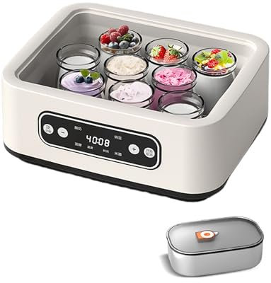 Yaourtière à température constante et réglable, avec écran LED et minuterie, for yaourts bio, fromages et vins de fruits à domicile(A)