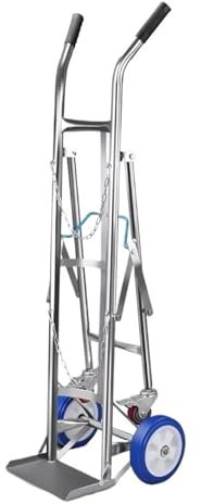 Portable Oxygen Propane Gas Bottle Trolley Holder, Folding Storage Cart for Secure Transport in Labs Workshops