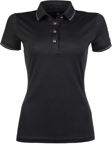 HKM Damen Glamour Style Polohemd, Schwarz/Rosegold, L
