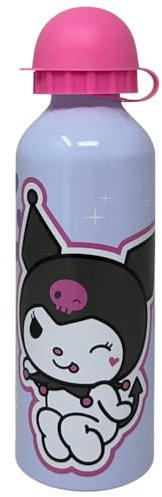 CARTOON Borraccia per bambini in alluminio bottiglia da 500 ml con beccuccio (Kuromi, fucsia)