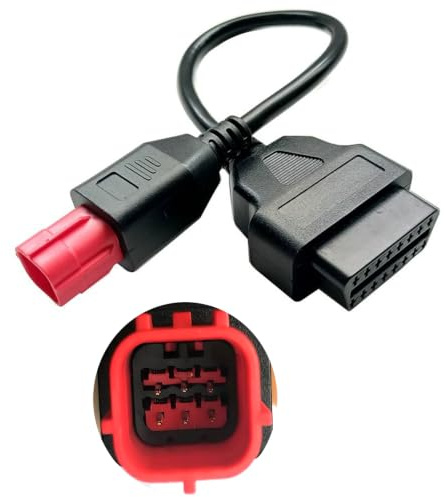 Yalgdlen OBD 6pin Motorrad Motorrad Euro5 Euro6 OBD Adapter OBD2 Anschlusskabel für Yamaha Guzzi Kawasaki Suzuki Motorrad