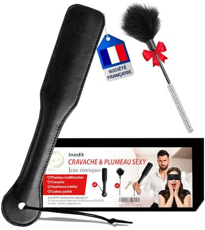 Fouet Sexy Érotique + Plumeau Sexy - Accessoire Sexuel Pour Adulte | BDSM - Cravache en Cuir - Jeux Sexuels en Couple - SexToys - SM - Jouet Sexy - Toy's Couple (FOUET + PLUMEAU SEXY)