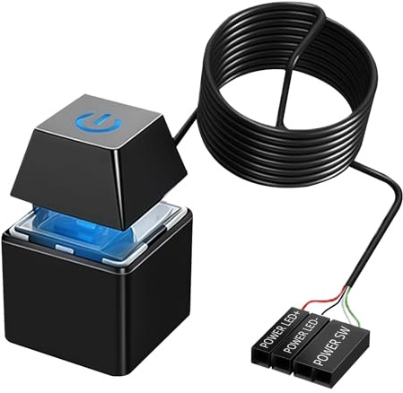 Netzschalter des Desktop-Computers, Desktop Computer Power Switch Netzteil Kabel, Externes PC Power Button Verlängerungskabel, PC Starttaste für Computer Motherboard (2M, schwarz)
