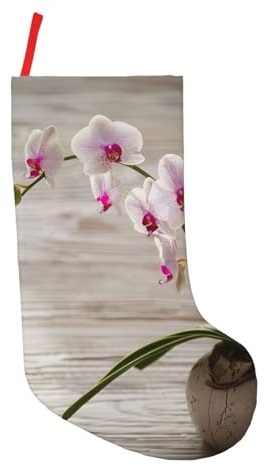 Orchid Potted plants Printed Christmas Stockings 18 inch - Festive Decorations and Personalized Gift