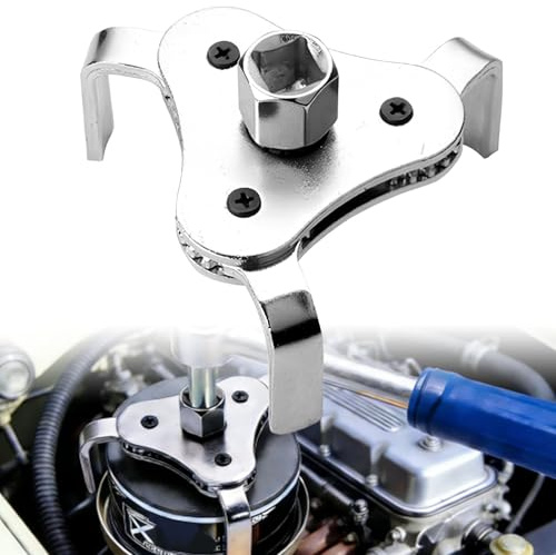 ASOUUNLD Llave de Filtro de Aceite de 3 Mordazas, Llave Filtro Aceite Coche Ajustable 50-115mm Herramienta de Extracción de Filtro de Aceite para Motocicletas, Coches, Camiones, Caravanas