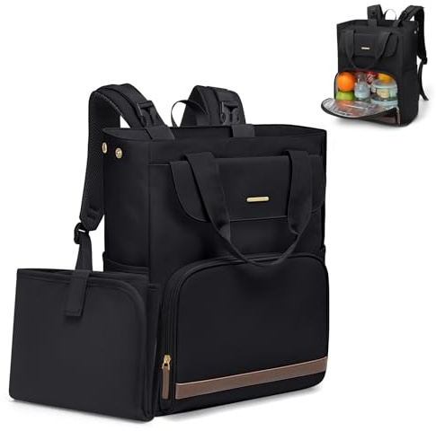 GOLF SUPAGS 25L Baby Wickelrucksack mit Tragbarer Wickelauflage und Kinderwagengurte, Lsoliertes Lunch Rucksack, Diaper Bag Babytasche Multifunktional für Mama und Papa (Schwarz)