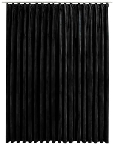 RCODSSK Tenda oscurante in velluto nero, 290 x 245 cm, con gancio, blocco della luce, per camera da letto e soggiorno, lavabile in lavatrice