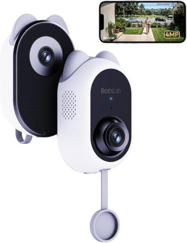BOTSLAB Dual Lens Window Camera, Stick On Indoor Camera for Home Security | Safeview Window Camera with 4MP Colour Night Vision | 24/7 Recording | No Monthly Fee | 2.4 & 5 GHz WiFi, Cat-Shape for Gift