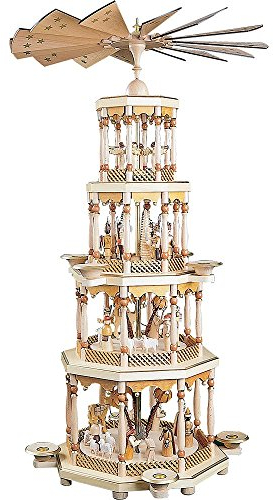 Richard Glässer Erzgebirgspyramide Christi Geburt 4-stöckig natur 94cm Erzgebirge