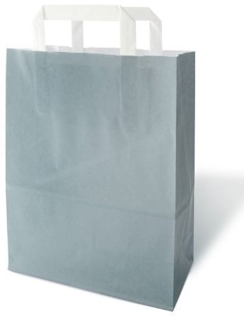 250 farbige Papiertragetaschen Papiertaschen Papiertüten Tragetaschen Shopper hellgrau 18 + 8 x 22 cm 85 g/qm