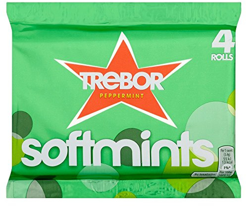 Trebor Softmints Peppermint Mints Rolls, 4 x 44.9g