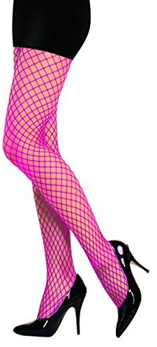 PrettyLoveHose Calze a rete media (nero, beige, bianco, marrone, blu, rosa, rosso, arancione, verde, giallo), rosa fluo, Taglia unica