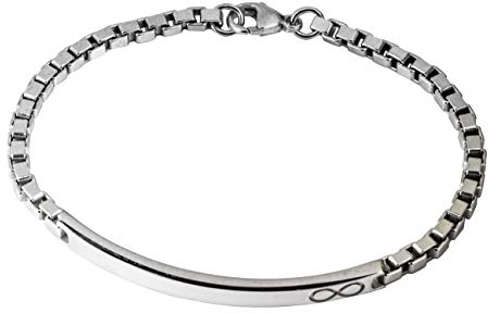Aka Gioielli® - ID Armband Herren mit Unendlichkeit Tag 925 Sterling Silber Rhodiniert - Venezianierkette 3.8 mm - Länge 21,5 cm