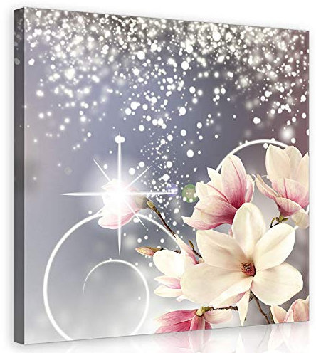 Forwall - Leinwand Bilder - Abstrakt Blumen Magnolie 3D Magie - 40x40 cm Leinwandbilder - Bild auf leinwand - Wandbild XXL groß Wandbilder für Wohnzimmer Schlafzimmer Wohnzimmerbilder Modern