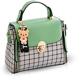 NICOLE&DORIS Handtaschen für Damen Niedliche Umhängetasche Mädchen Reißverschluss Handtasche PU Leder Schultertasche Crossbody Bag Grün