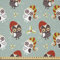 ABAKUHAUS Weihnachten Stoff als Meterware, Eulen in Hats Yuletide, Seidiger Satin Stoff Zum benähen von Heimtextilien, 2M (148x200cm), Teal Rot