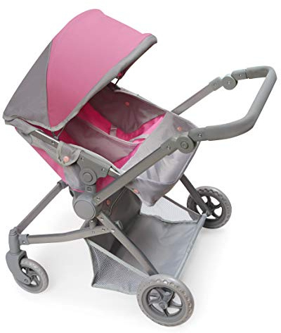 Badger Basket Voyage Twin Carriage Doll Stroller for 18 to 20-Inch Dolls with Rotating Pram Handle and Storage Features – Perfect for Little Mommies on The Go!