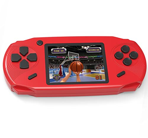 ZHISHAN Console di Gioco Portatile per Bambini con 100 Videogiochi Classici Integrati 3.0 LCD Schermo Sistema di Gioco Elettronico Ricaricabile per Adulto Compleanno e Regalo di Natale-Rosso