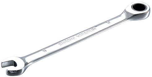 KATUR - Set di chiavi a cricchetto fisse e maniglia, 9 mm, in acciaio al cromo vanadio, con estremità metriche e combinate, 9 mm