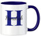LOOXIS mug personnalisé bleu foncé calligraphie + nom de votre choix (idée cadeau pour conjoint(e), amis, famille pour anniversaire, anniversaire de mariage, Noël)