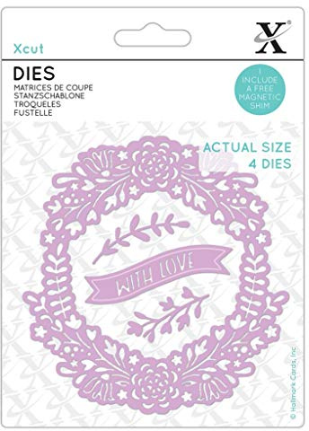 Xcut Stanzschablonen, mit Liebeskranz, 4 Stück, Karbonstahl, Kunst & Handwerk, Schneidewerkzeugbedarf, für schöne Dekoration, Kartenherstellung, Geschenkanhänger, Scrapbooking, Einladungsherstellung,