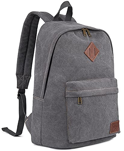 Seemeroad Mochila de Lona Vintage, Mochila Ligera y Casual, Mochila para Portátiles y Escuela, para Hombre y Mujer (Gris)