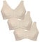 Eden House Ladies Pack of 3 Bra Cotton Front Fastening Magic Bra Cream 24