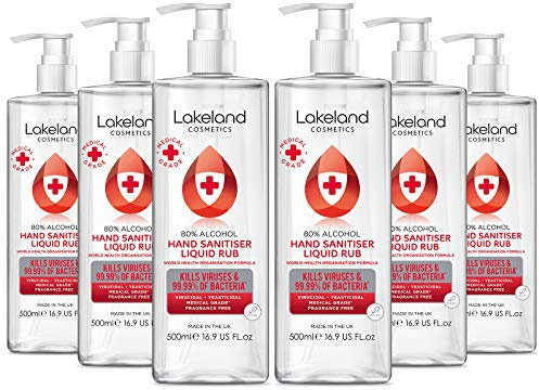 80% Alcohol Hand Sanitiser Rub - 500ml - Kills 99% Bacteria, Germs - Sanitizer (Pack of 6)