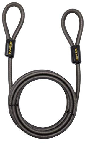Cavo di sicurezza, Cavo in acciaio, a doppio anello, rivestito in vinile (10mm) 210cm