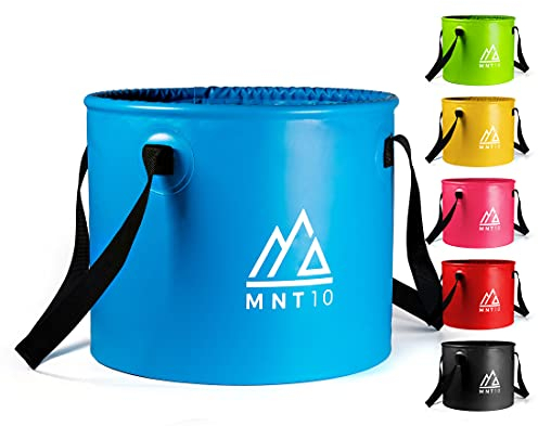 MNT10 Outdoor Falteimer in 15L oder 20L I Faltschüssel aus robustem Planen Gewebe I Als Camping Spülschüssel, Spülwanne oder als Faltbarer Eimer für Camping Geschirr, Besteck (Blau 15L)