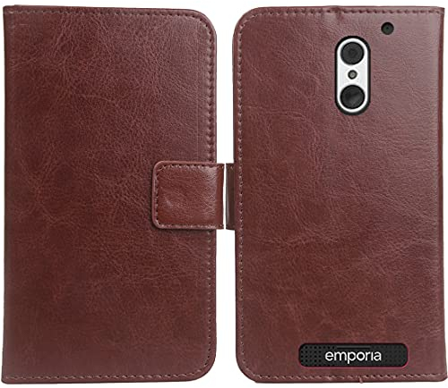 Mengtu PU Leder Tasche Hülle Für Emporia SMART.4 / SMART.S4 5 Handy Flip Lederhülle Handyhülle Brieftasche Schutz Case Cover Etui (Braun)