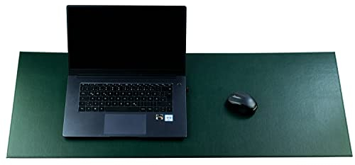 DELMON VARONE - XXL Schreibtischunterlage 100x40 cm aus veganem Kunstleder für Büro & Home Office grün - Mauspad Schreibunterlage extra lang - Schreibtisch-Unterlage ideal auch als Mousepad