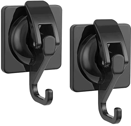 2 Stück Saughaken Schwarz Selbstklebend Haken Ohne Bohren Bademantel Haken Handtuchhalter Saugnapf Vakuum Haken Belastbar 6kg Handtuchhaken Saugnapf Wandhaken für Küche Bad Fenster
