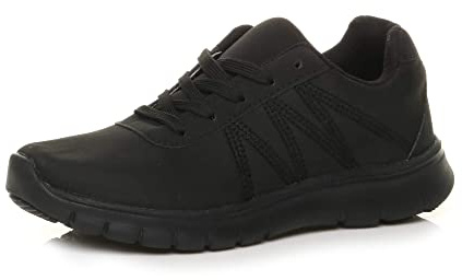 AJVANI Lace Up Comfort Memory Foam Trainers Sneakers Plimsolls Size 6.5 UK Women's Black