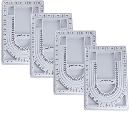 MIAO YUAN 4PCS DIY Hand String Necklace Design Plates Beaded Measuring Tray for Jewelry Making, Size Measuring Panel Flocking Jewelry Finishing Tray