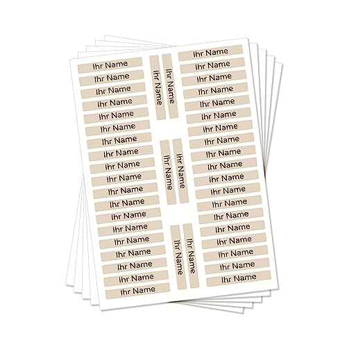 215 Stück personalisierte Stiftaufkleber Stiftetiketten 40x6 mm - Namensaufkleber mini/sehr klein - Aufkleber für Stifte, Buntstifte, Füller/Wasserfest/Kratzfest (Beige, Set 215 Stück)