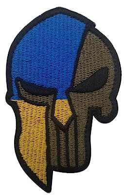 Uijokdef 1 x Aufnäher mit Totenkopf- und Ukraine-Flagge, bestickt, taktisch, Militär, Ukraine (Ukraine)