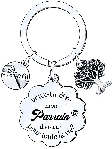MNBVBV Porte Clé Parrain Cadeau Parrain Cadeau Parrain Marraine Demande porte cle veux tu etre mon parrain Porte Clef Personnalisé Cadeau Homme Anniversaire Cadeau Fête Des Pères (2)
