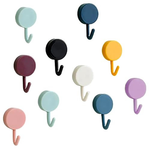 Deco Life® Self-Adhesive Wall Hooks Pack of 10 No-Drill Solution for Coats, Bags, Towels & More Easy Install Towel Hangers for Bathroom, Kitchen, and Doors Heavy Duty Strong Hooks