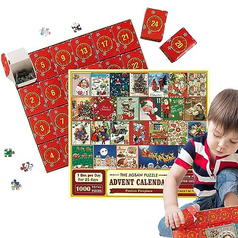 2023 Christmas Advent Calendar Jigsaw Puzzle 1000pcs, Advent Calendar 2023 Christmas Jigsaw Puzzle, 25 Patterns Advent Calendar Jigsaw Puzzles,Christmas Family Puzzle Game Toys for Kids