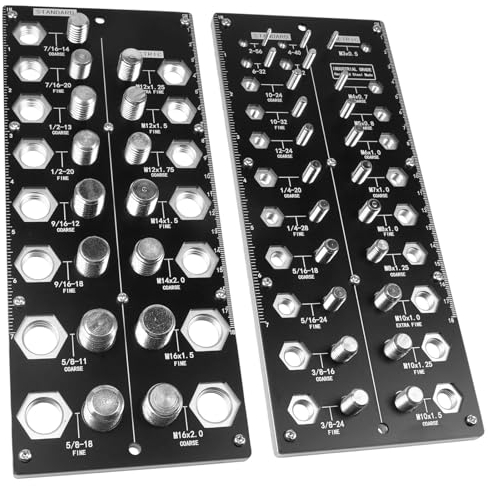 GIMYUAN Gewindeprüfer, 38 Muttern- und Bolzengewindegrößenprüfer, Schraubenidentifizierungslehre mit Standard und Metrisch, Schwarz