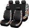 Flying Banner Universal Carbon Fibre Leather Car Seat Covers Airbag Compatible Seat Protector (Full Set, Black and Colorful Zebra)